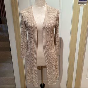 Crochet Cardigan, open, no buttons. Long length. Size& care tags missin…